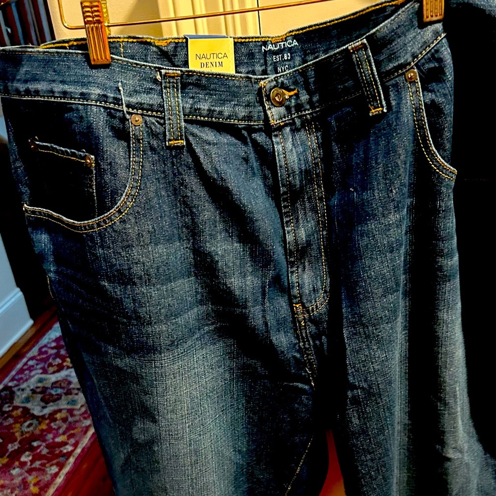 Brand new never worn Nautica mens blue jeans.  Size 46 big and tall.